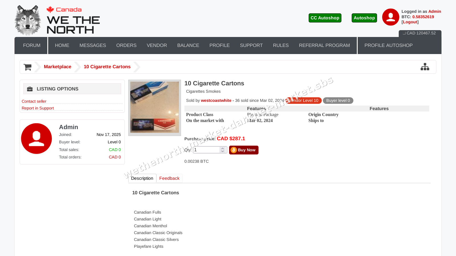 Wethenorth Market Darknet Market interface — view 2
